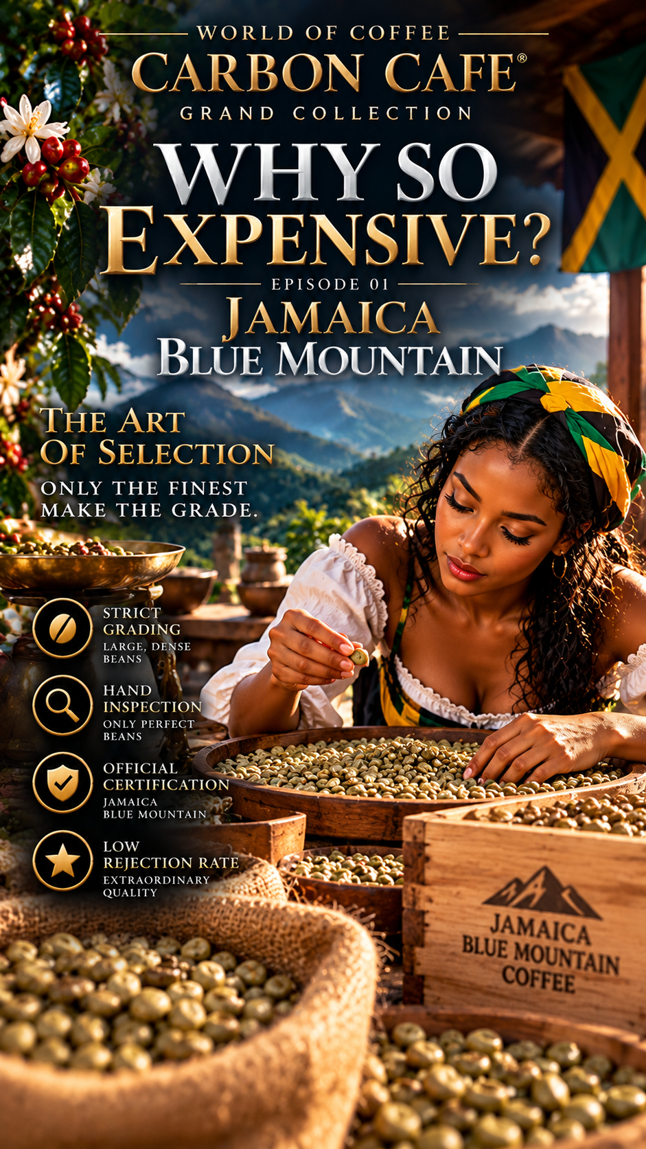 Jamaica Blue Mountain , Finest Coffee in The World. 1 kg/ 1 900 lei (Tva Inclus).Transport Gratuit pe teritoriul Romaniei la 4 kg.