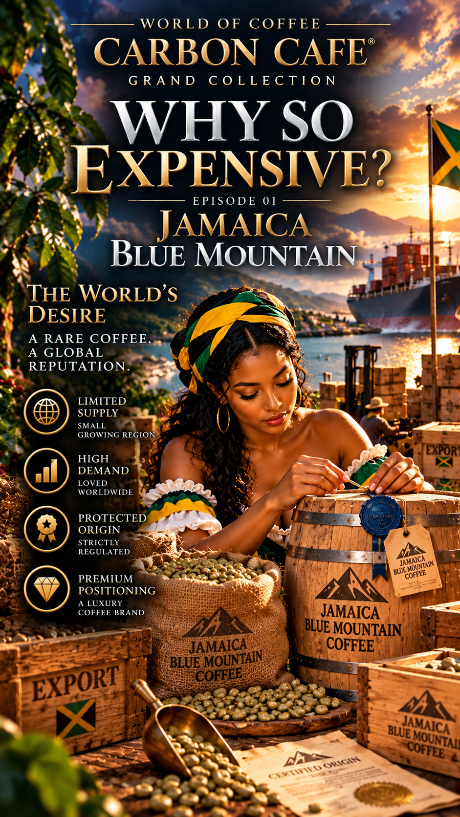 Jamaica Blue Mountain , Finest Coffee in The World. 250 gr / 500 lei (Tva Inclus).In Stoc.