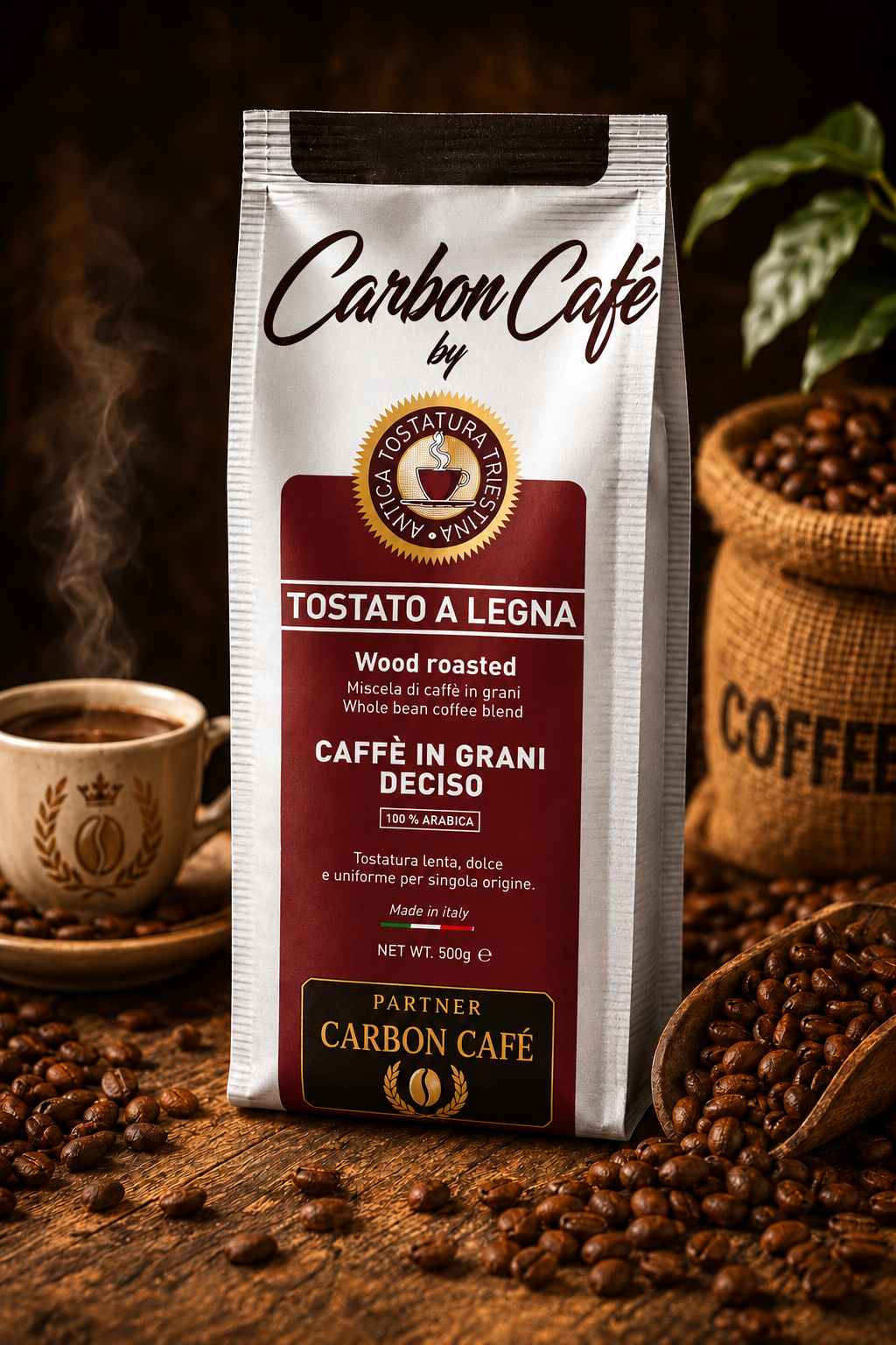 Cafea Premium Prajita Lent la Lemn de Fag ,PACHET 100 KG ( 129,90 lei / kg TVA inclus ).Transport Gratuit in România.